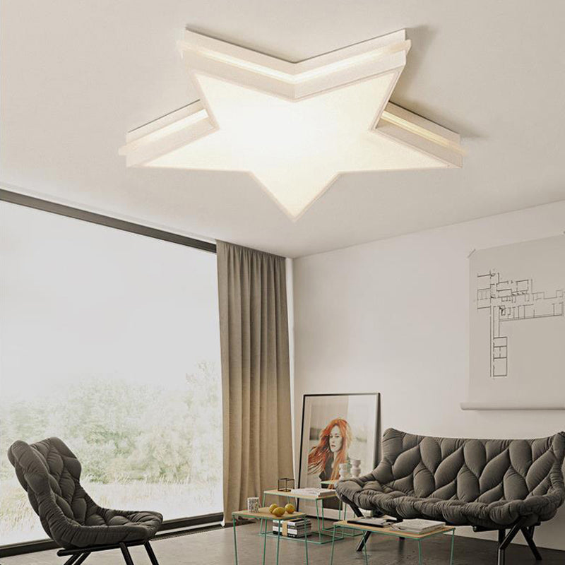 Slim Panel Star Flush Mount Light Kids Acrylic LED Ceiling Light in White for Boys Bedroom White Warm Clearhalo 'Ceiling Lights' 'Close To Ceiling Lights' 'Close to ceiling' 'Flush mount' Lighting' 191187