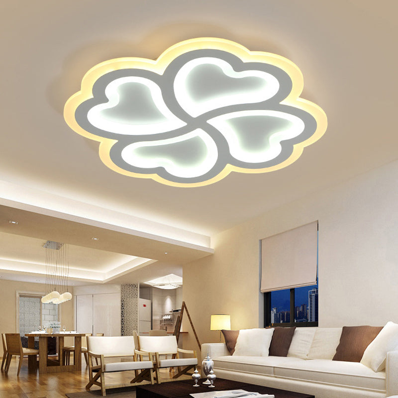 Contemporary White LED Flush Ceiling Light Heart Shaped Petal Acrylic Ceiling Lamp for Kid Bedroom White Clearhalo 'Ceiling Lights' 'Close To Ceiling Lights' 'Close to ceiling' 'Flush mount' Lighting' 191189