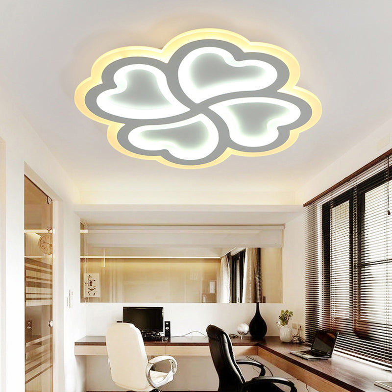 Contemporary White LED Flush Ceiling Light Heart Shaped Petal Acrylic Ceiling Lamp for Kid Bedroom Clearhalo 'Ceiling Lights' 'Close To Ceiling Lights' 'Close to ceiling' 'Flush mount' Lighting' 191191