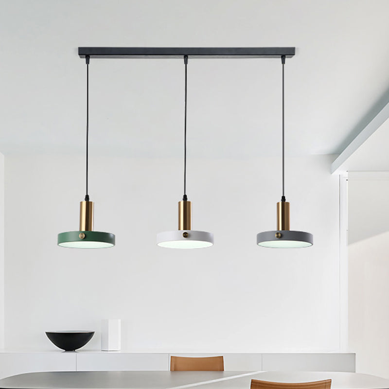 Round/Linear Cluster Circle Pendant Nordic 3 Heads Acrylic White-Grey-Green Ceiling Suspension Lamp in Warm/White/3 Color Light Clearhalo 'Ceiling Lights' 'Pendant Lights' 'Pendants' Lighting' 1911917