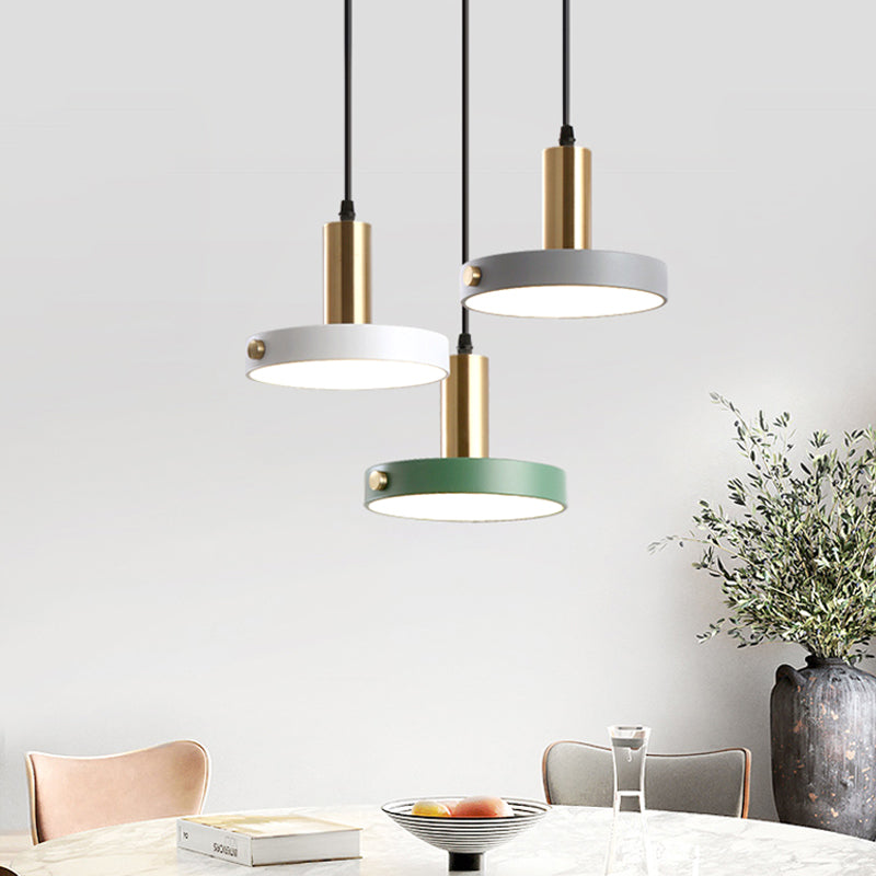 Round/Linear Cluster Circle Pendant Nordic 3 Heads Acrylic White-Grey-Green Ceiling Suspension Lamp in Warm/White/3 Color Light White-Grey-Green Round Clearhalo 'Ceiling Lights' 'Pendant Lights' 'Pendants' Lighting' 1911921_b64215a9-b457-4cb5-9874-045367e67360