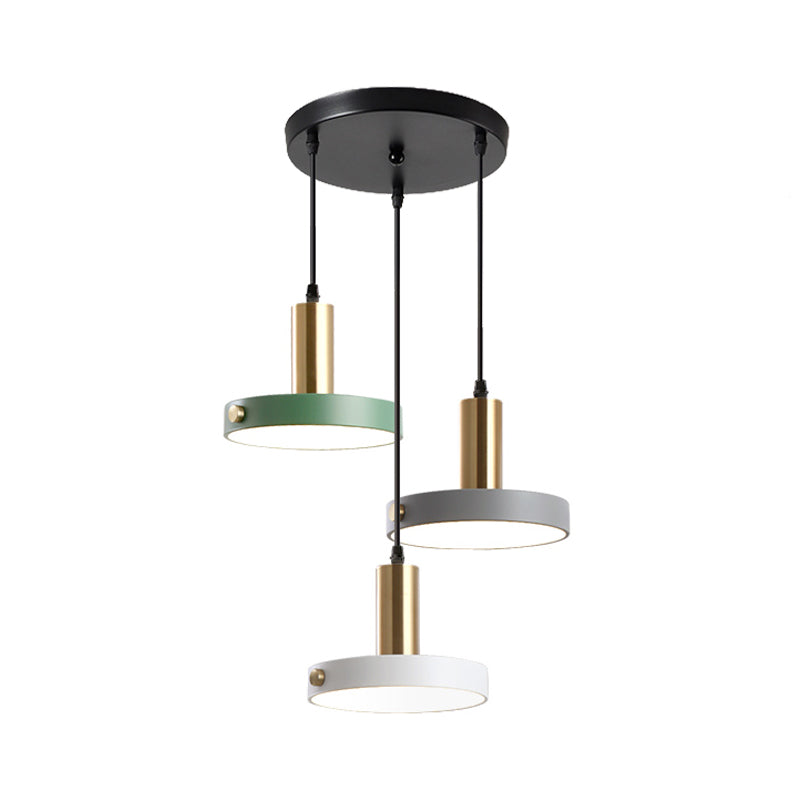 Round/Linear Cluster Circle Pendant Nordic 3 Heads Acrylic White-Grey-Green Ceiling Suspension Lamp in Warm/White/3 Color Light Clearhalo 'Ceiling Lights' 'Pendant Lights' 'Pendants' Lighting' 1911923