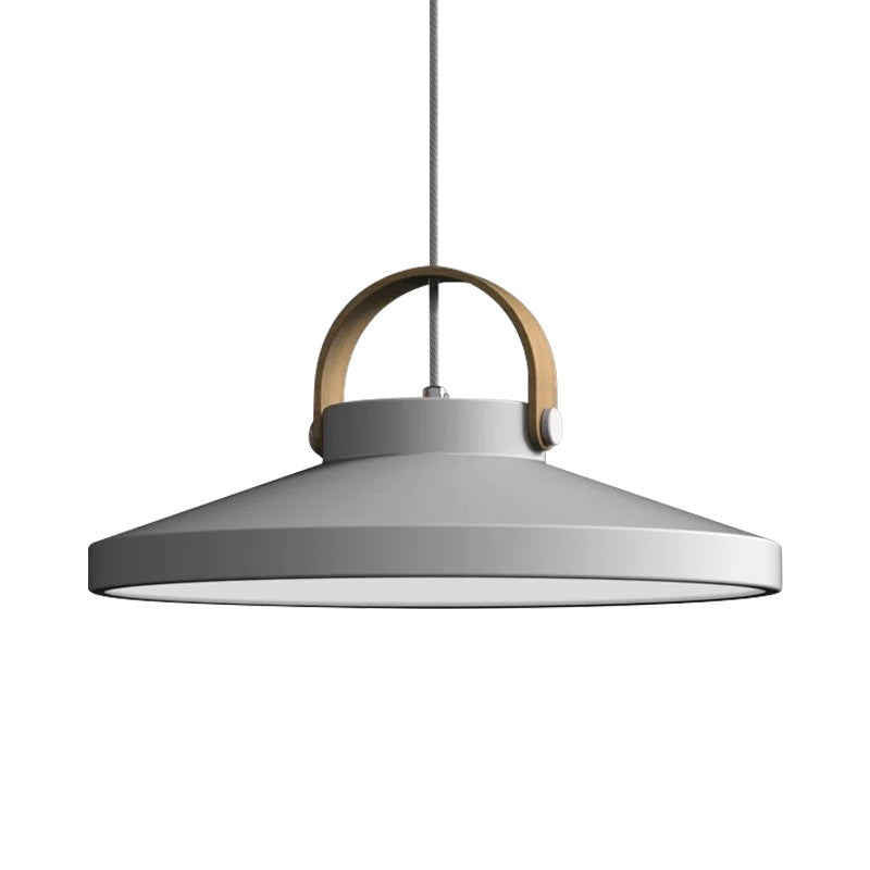 Wood-Handled Pot Lid Suspension Pendant Kitchen Iron Nordic LED Pendulum Light in Green/Black/White Clearhalo 'Ceiling Lights' 'Pendant Lights' 'Pendants' Lighting' 1911936