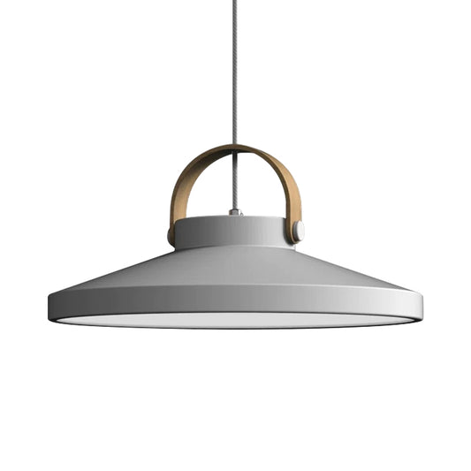 Wood-Handled Pot Lid Suspension Pendant Kitchen Iron Nordic LED Pendulum Light in Green/Black/White Clearhalo 'Ceiling Lights' 'Pendant Lights' 'Pendants' Lighting' 1911936