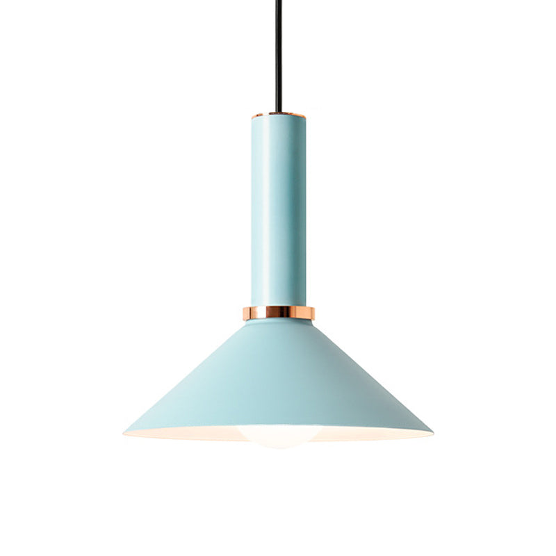 Aluminum Dome/Cone Drop Pendant Macaron 1-Light Pink/Blue Pendulum Light with Grip for Restaurant Clearhalo 'Ceiling Lights' 'Pendant Lights' 'Pendants' Lighting' 1911974