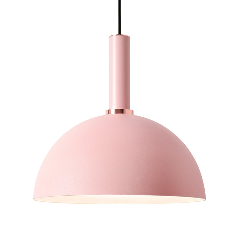 Aluminum Dome/Cone Drop Pendant Macaron 1-Light Pink/Blue Pendulum Light with Grip for Restaurant Clearhalo 'Ceiling Lights' 'Pendant Lights' 'Pendants' Lighting' 1911977