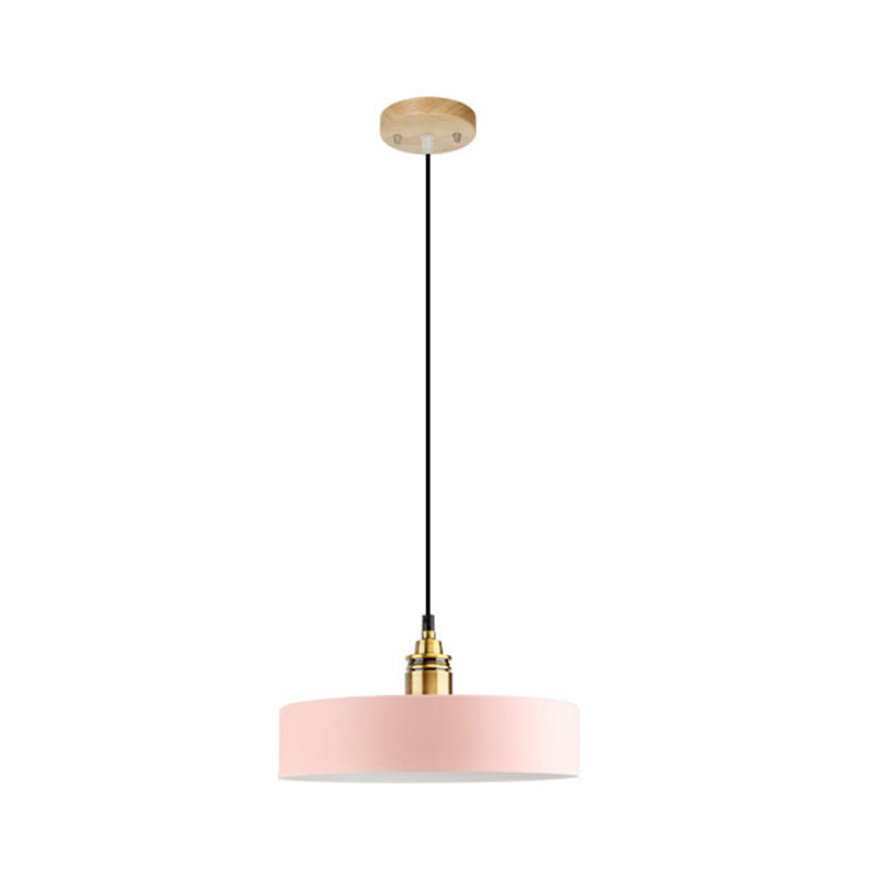 Dome/Cylinder/Cone Iron Hanging Light Macaron Single White/Pink/Blue and Brass Ceiling Pendant Light for Bedside Clearhalo 'Ceiling Lights' 'Pendant Lights' 'Pendants' Lighting' 1911985