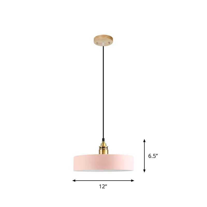 Dome/Cylinder/Cone Iron Hanging Light Macaron Single White/Pink/Blue and Brass Ceiling Pendant Light for Bedside Clearhalo 'Ceiling Lights' 'Pendant Lights' 'Pendants' Lighting' 1911986