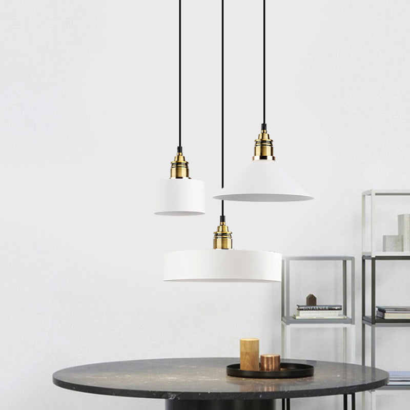 Dome/Cylinder/Cone Iron Hanging Light Macaron Single White/Pink/Blue and Brass Ceiling Pendant Light for Bedside Clearhalo 'Ceiling Lights' 'Pendant Lights' 'Pendants' Lighting' 1911987