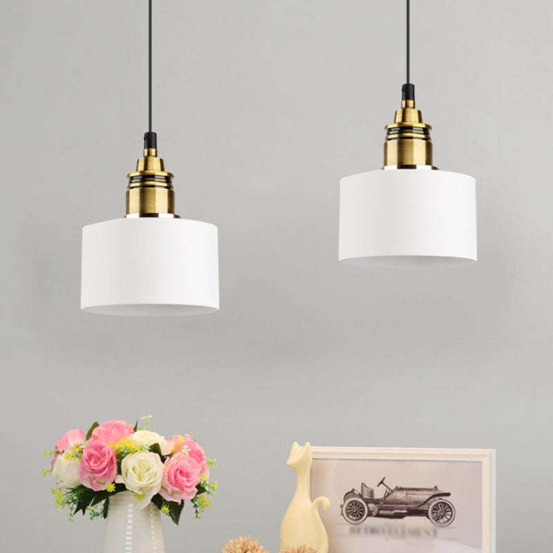 Dome/Cylinder/Cone Iron Hanging Light Macaron Single White/Pink/Blue and Brass Ceiling Pendant Light for Bedside Clearhalo 'Ceiling Lights' 'Pendant Lights' 'Pendants' Lighting' 1911988