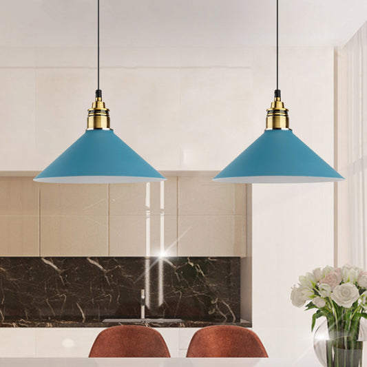 Dome/Cylinder/Cone Iron Hanging Light Macaron Single White/Pink/Blue and Brass Ceiling Pendant Light for Bedside Clearhalo 'Ceiling Lights' 'Pendant Lights' 'Pendants' Lighting' 1911993