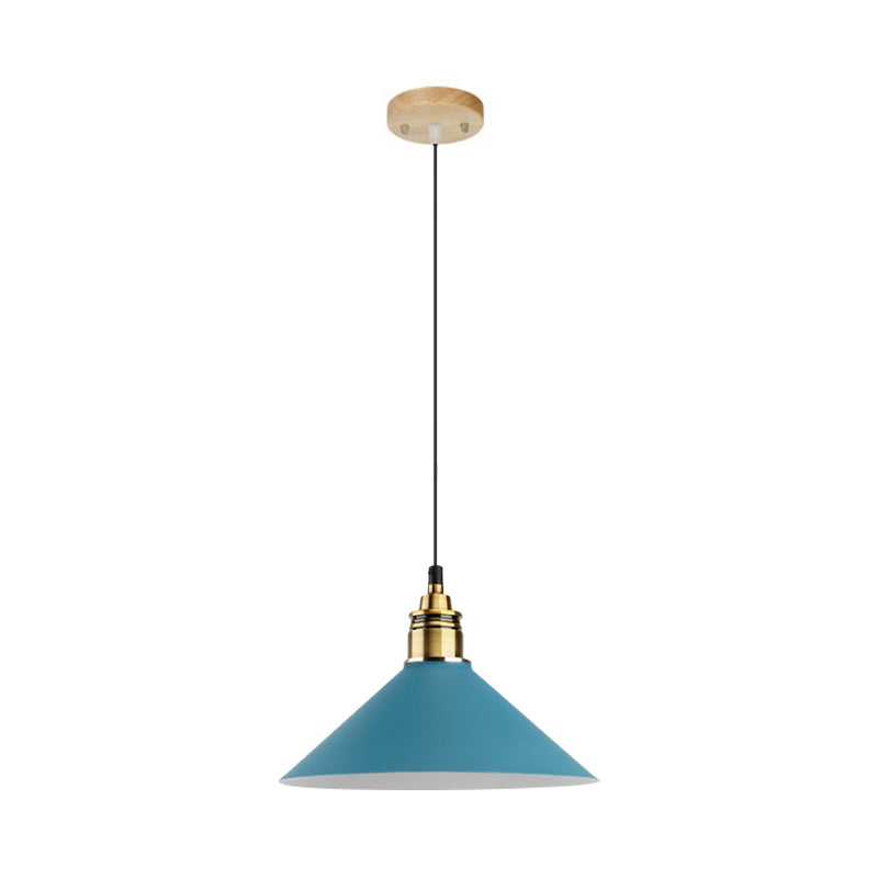 Dome/Cylinder/Cone Iron Hanging Light Macaron Single White/Pink/Blue and Brass Ceiling Pendant Light for Bedside Clearhalo 'Ceiling Lights' 'Pendant Lights' 'Pendants' Lighting' 1911995