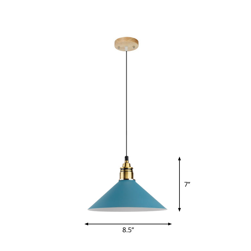 Dome/Cylinder/Cone Iron Hanging Light Macaron Single White/Pink/Blue and Brass Ceiling Pendant Light for Bedside Clearhalo 'Ceiling Lights' 'Pendant Lights' 'Pendants' Lighting' 1911996