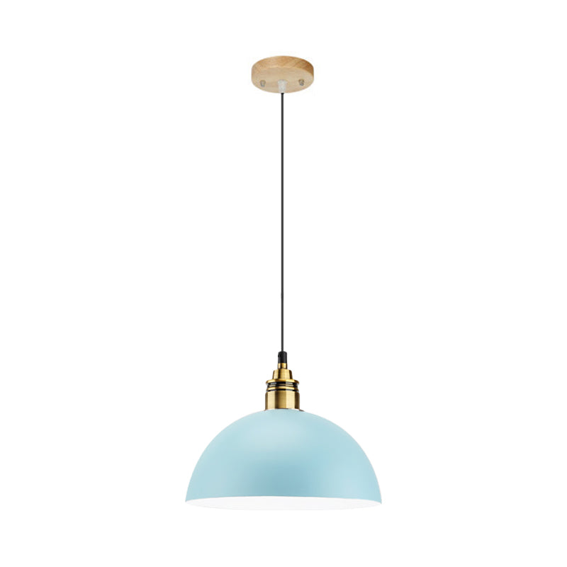 Dome/Cylinder/Cone Iron Hanging Light Macaron Single White/Pink/Blue and Brass Ceiling Pendant Light for Bedside Clearhalo 'Ceiling Lights' 'Pendant Lights' 'Pendants' Lighting' 1912000