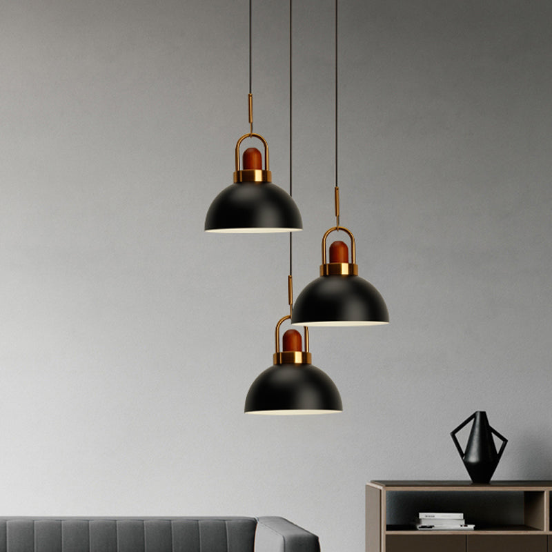 Dome Kitchen Bar Pendulum Light Iron 1 Bulb Macaron Hanging Pendant in Pink/White/Grey with Wood Top and Handle Clearhalo 'Ceiling Lights' 'Pendant Lights' 'Pendants' Lighting' 1912059