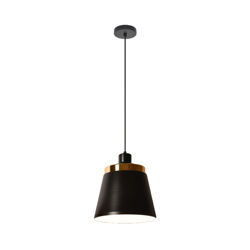 Conical/Tapered Pendant Lighting Fixture Macaron Aluminum 1-Light Black/White Ceiling Lamp for Dining Room Clearhalo 'Ceiling Lights' 'Pendant Lights' 'Pendants' Lighting' 1912070