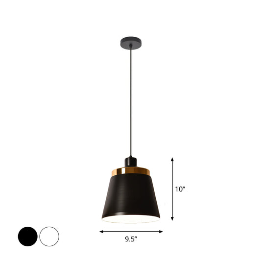 Conical/Tapered Pendant Lighting Fixture Macaron Aluminum 1-Light Black/White Ceiling Lamp for Dining Room Clearhalo 'Ceiling Lights' 'Pendant Lights' 'Pendants' Lighting' 1912071