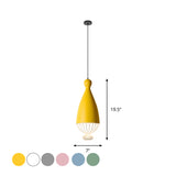 Inverted Balloon Aluminum Pendant Light Macaron 1 Head Grey/Pink/Blue Suspension Lighting with Wire Cage Clearhalo 'Ceiling Lights' 'Pendant Lights' 'Pendants' Lighting' 1912089