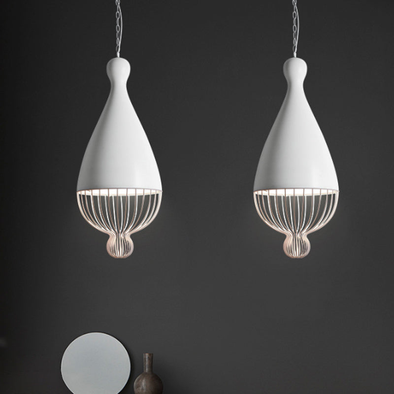 Inverted Balloon Aluminum Pendant Light Macaron 1 Head Grey/Pink/Blue Suspension Lighting with Wire Cage White Clearhalo 'Ceiling Lights' 'Pendant Lights' 'Pendants' Lighting' 1912090_b9113f55-9e76-407b-b971-4d205c83c151