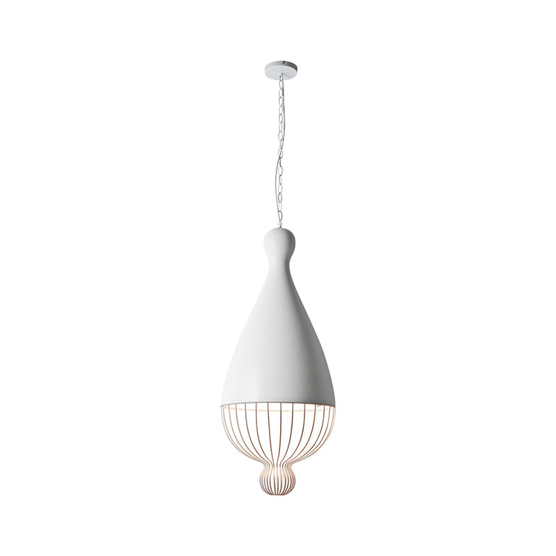 Inverted Balloon Aluminum Pendant Light Macaron 1 Head Grey/Pink/Blue Suspension Lighting with Wire Cage Clearhalo 'Ceiling Lights' 'Pendant Lights' 'Pendants' Lighting' 1912091