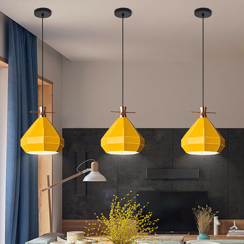 Laser-Cut Teardrop/Lantern/Curved Pendant Macaron Metal 1 Light Restaurant Hanging Light Fixture in Yellow/Pink/Blue Clearhalo 'Ceiling Lights' 'Pendant Lights' 'Pendants' Lighting' 1912131