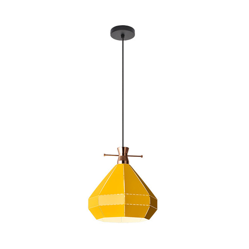 Laser-Cut Teardrop/Lantern/Curved Pendant Macaron Metal 1 Light Restaurant Hanging Light Fixture in Yellow/Pink/Blue Clearhalo 'Ceiling Lights' 'Pendant Lights' 'Pendants' Lighting' 1912133