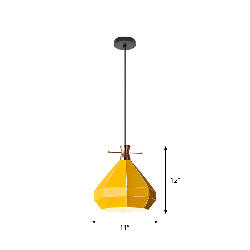 Laser-Cut Teardrop/Lantern/Curved Pendant Macaron Metal 1 Light Restaurant Hanging Light Fixture in Yellow/Pink/Blue Clearhalo 'Ceiling Lights' 'Pendant Lights' 'Pendants' Lighting' 1912134