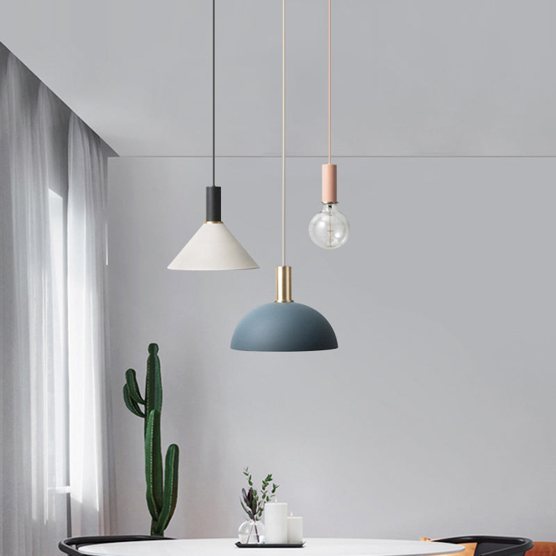 Metal Assorted Shaded Cluster Pendant Nordic 3-Head White Round/Linear Canopy Hanging Ceiling Light in Warm/White Light Clearhalo 'Ceiling Lights' 'Pendant Lights' 'Pendants' Lighting' 1912145