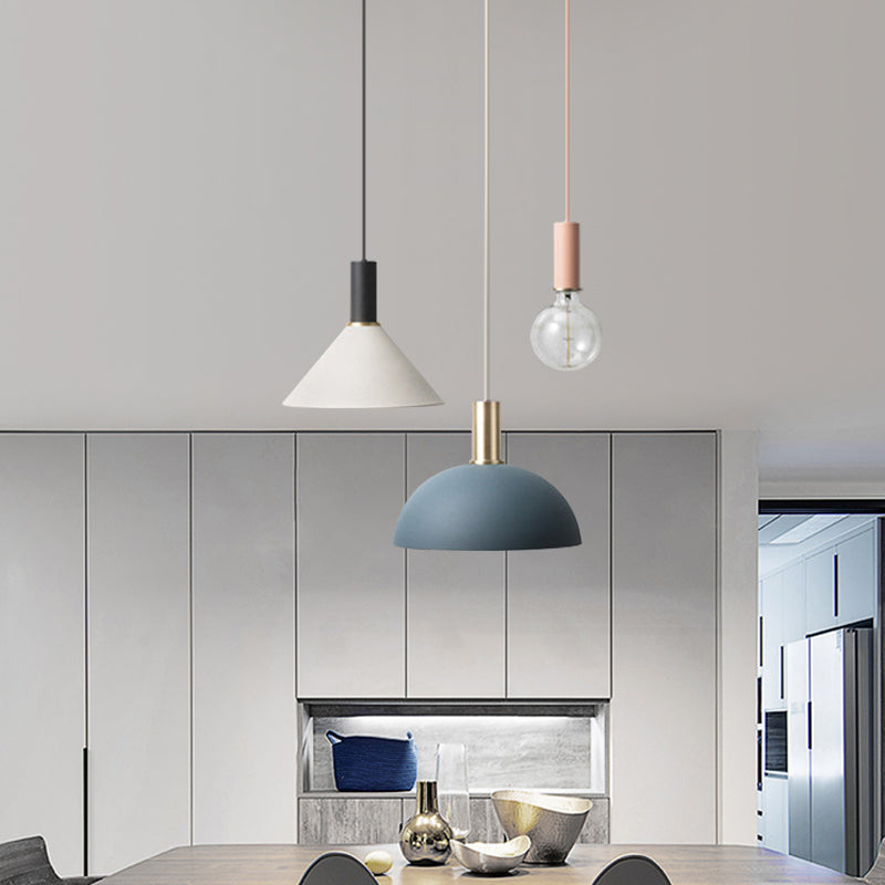 Metal Assorted Shaded Cluster Pendant Nordic 3-Head White Round/Linear Canopy Hanging Ceiling Light in Warm/White Light Clearhalo 'Ceiling Lights' 'Pendant Lights' 'Pendants' Lighting' 1912146