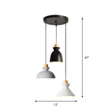 Macaron Round/Linear Multi Hanging Lamp Metal 3 Bulbs Pink/Black Pendant Light Fixture with Shade Clearhalo 'Ceiling Lights' 'Pendant Lights' 'Pendants' Lighting' 1912160