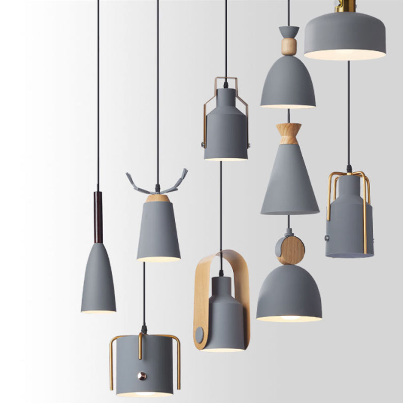 Cylinder/Bottle/Bell Hanging Lamp Kit Nordic Metal 3-Head Dining Room Suspension Pendant in Black Clearhalo 'Ceiling Lights' 'Pendant Lights' 'Pendants' Lighting' 1912166