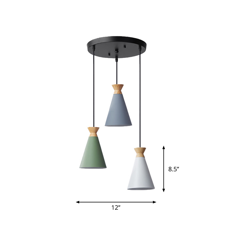 Cylinder/Bottle/Bell Hanging Lamp Kit Nordic Metal 3-Head Dining Room Suspension Pendant in Black Clearhalo 'Ceiling Lights' 'Pendant Lights' 'Pendants' Lighting' 1912172