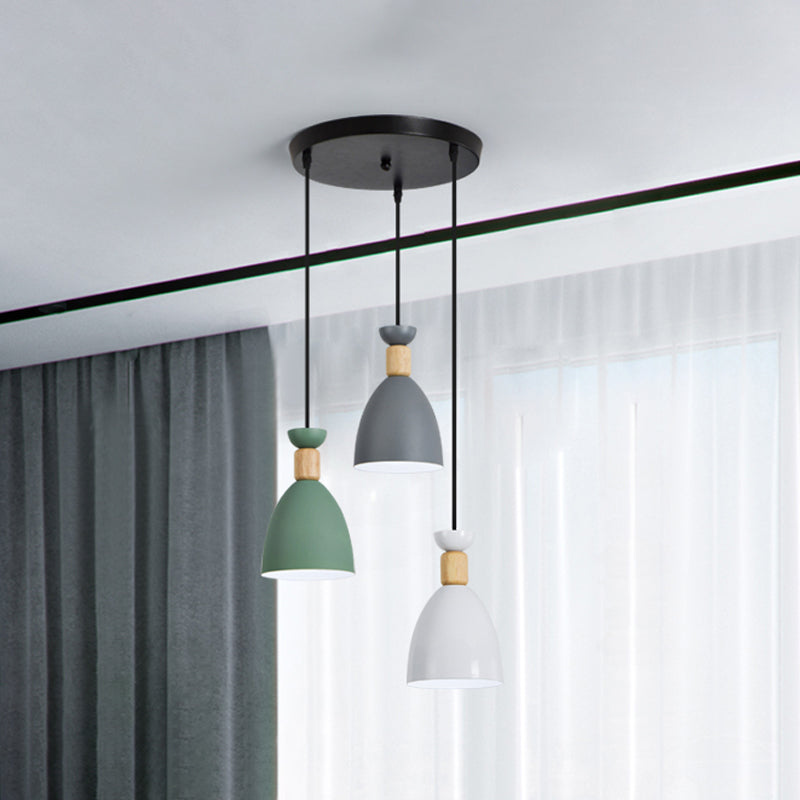 Cylinder/Bottle/Bell Hanging Lamp Kit Nordic Metal 3-Head Dining Room Suspension Pendant in Black Clearhalo 'Ceiling Lights' 'Pendant Lights' 'Pendants' Lighting' 1912179