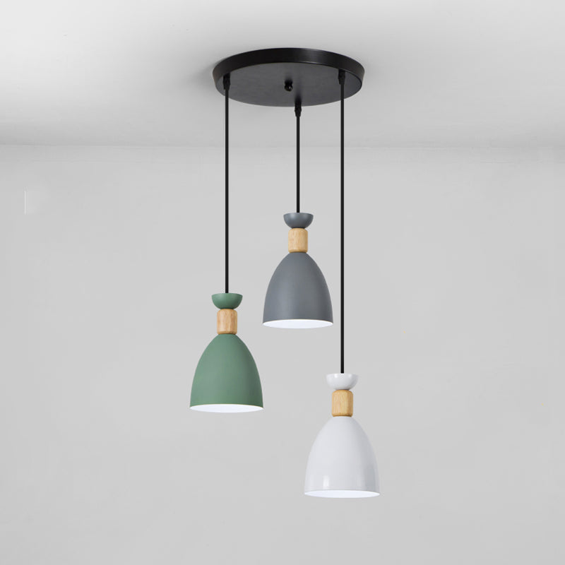 Cylinder/Bottle/Bell Hanging Lamp Kit Nordic Metal 3-Head Dining Room Suspension Pendant in Black Clearhalo 'Ceiling Lights' 'Pendant Lights' 'Pendants' Lighting' 1912181