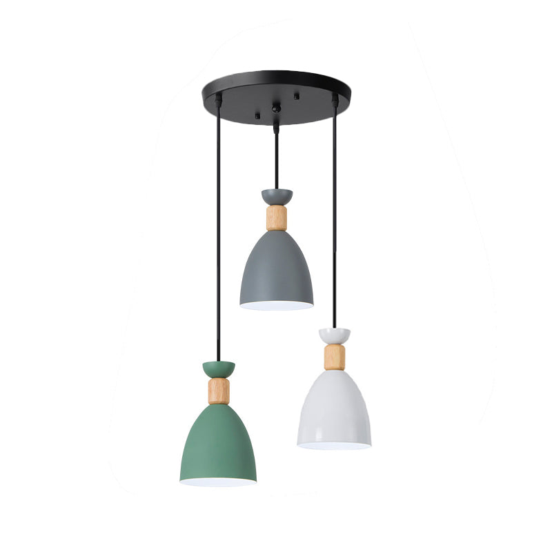 Cylinder/Bottle/Bell Hanging Lamp Kit Nordic Metal 3-Head Dining Room Suspension Pendant in Black Clearhalo 'Ceiling Lights' 'Pendant Lights' 'Pendants' Lighting' 1912182