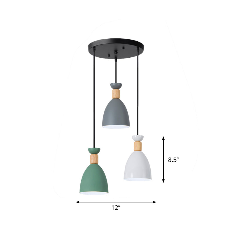 Cylinder/Bottle/Bell Hanging Lamp Kit Nordic Metal 3-Head Dining Room Suspension Pendant in Black Clearhalo 'Ceiling Lights' 'Pendant Lights' 'Pendants' Lighting' 1912183