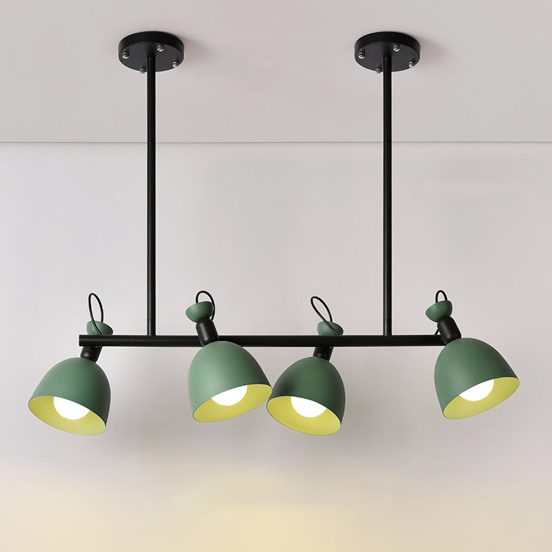 Macaron Bell Island Pendant Iron 4/6 Bulbs Dining Room Swivelable Hanging Lamp Fixture in Grey/Blue/Green Clearhalo 'Ceiling Lights' 'Island Lights' Lighting' 1912198