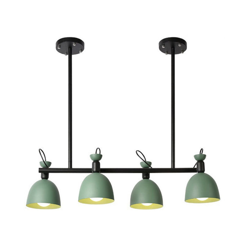 Macaron Bell Island Pendant Iron 4/6 Bulbs Dining Room Swivelable Hanging Lamp Fixture in Grey/Blue/Green Clearhalo 'Ceiling Lights' 'Island Lights' Lighting' 1912199