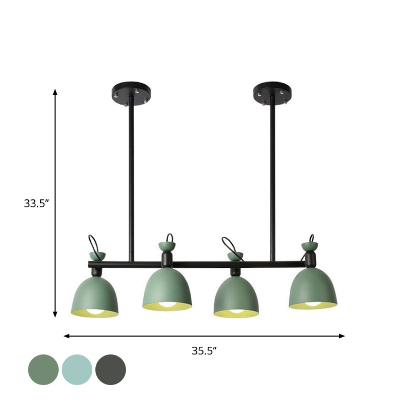 Macaron Bell Island Pendant Iron 4/6 Bulbs Dining Room Swivelable Hanging Lamp Fixture in Grey/Blue/Green Clearhalo 'Ceiling Lights' 'Island Lights' Lighting' 1912200