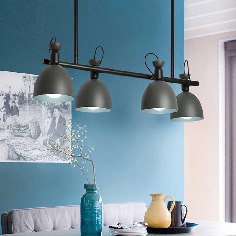 Macaron Bell Island Pendant Iron 4/6 Bulbs Dining Room Swivelable Hanging Lamp Fixture in Grey/Blue/Green 4 Grey Clearhalo 'Ceiling Lights' 'Island Lights' Lighting' 1912203