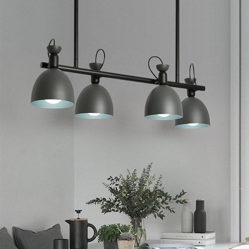 Macaron Bell Island Pendant Iron 4/6 Bulbs Dining Room Swivelable Hanging Lamp Fixture in Grey/Blue/Green Clearhalo 'Ceiling Lights' 'Island Lights' Lighting' 1912205