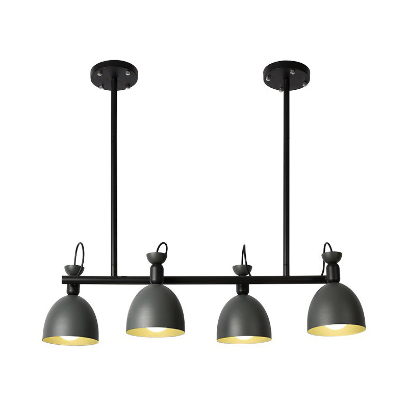 Macaron Bell Island Pendant Iron 4/6 Bulbs Dining Room Swivelable Hanging Lamp Fixture in Grey/Blue/Green Clearhalo 'Ceiling Lights' 'Island Lights' Lighting' 1912206