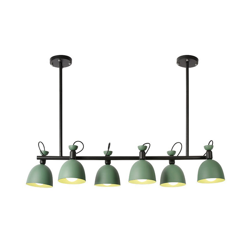 Macaron Bell Island Pendant Iron 4/6 Bulbs Dining Room Swivelable Hanging Lamp Fixture in Grey/Blue/Green Clearhalo 'Ceiling Lights' 'Island Lights' Lighting' 1912208