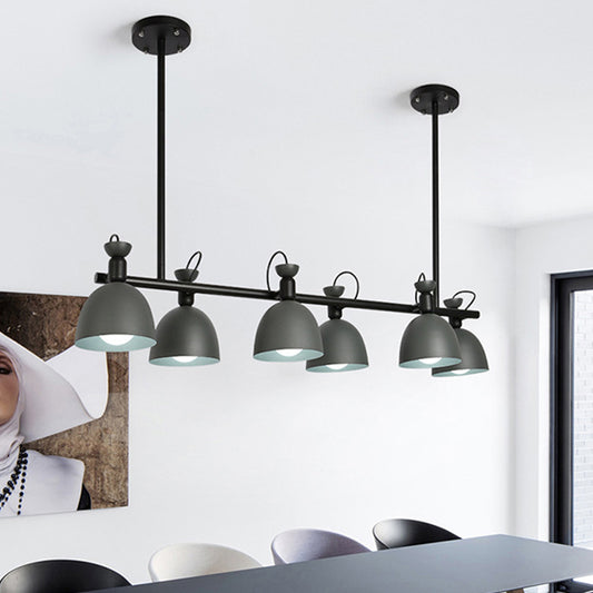 Macaron Bell Island Pendant Iron 4/6 Bulbs Dining Room Swivelable Hanging Lamp Fixture in Grey/Blue/Green Clearhalo 'Ceiling Lights' 'Island Lights' Lighting' 1912213