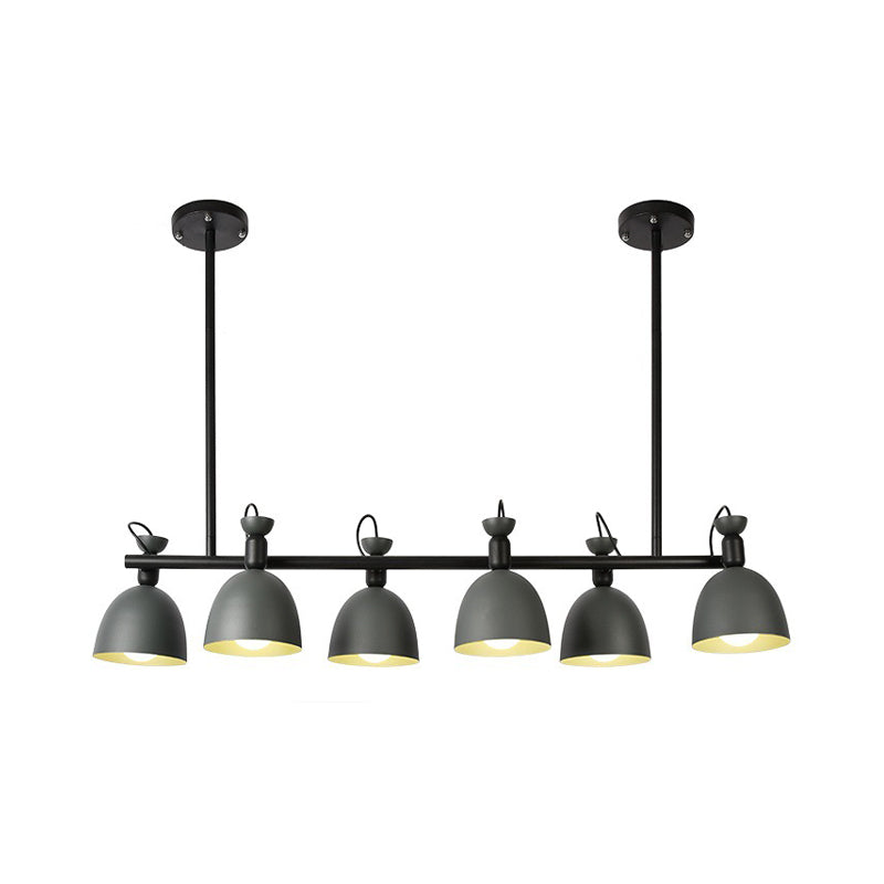 Macaron Bell Island Pendant Iron 4/6 Bulbs Dining Room Swivelable Hanging Lamp Fixture in Grey/Blue/Green Clearhalo 'Ceiling Lights' 'Island Lights' Lighting' 1912214