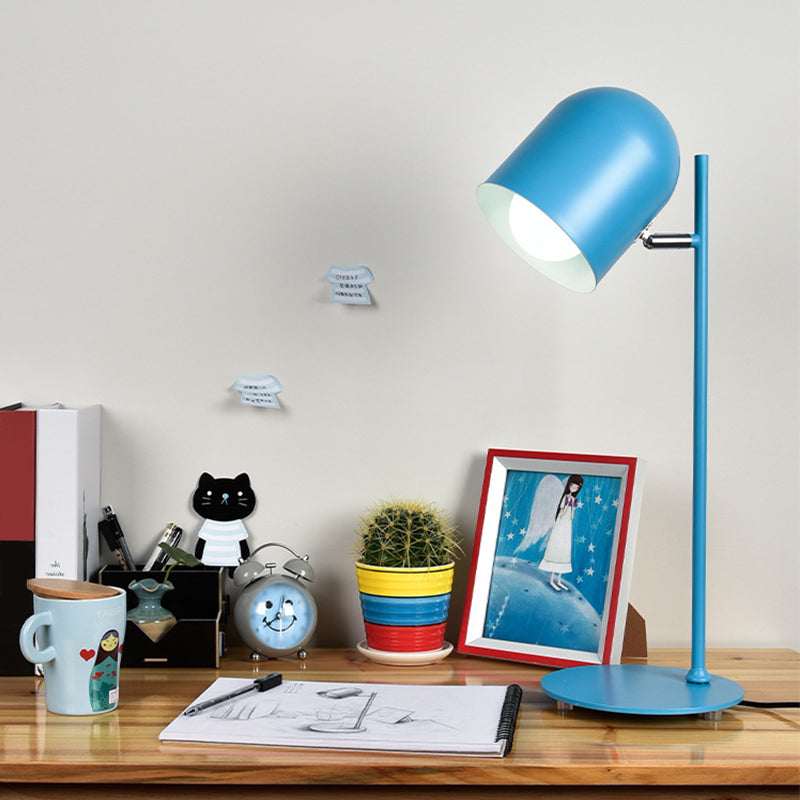 Cloche Shade Kids Room Study Lamp Aluminum 1 Head Macaron Night Table Light in Pink/Blue/Green with Pivot Joint Clearhalo 'Lamps' 'Table Lamps' Lighting' 1912290