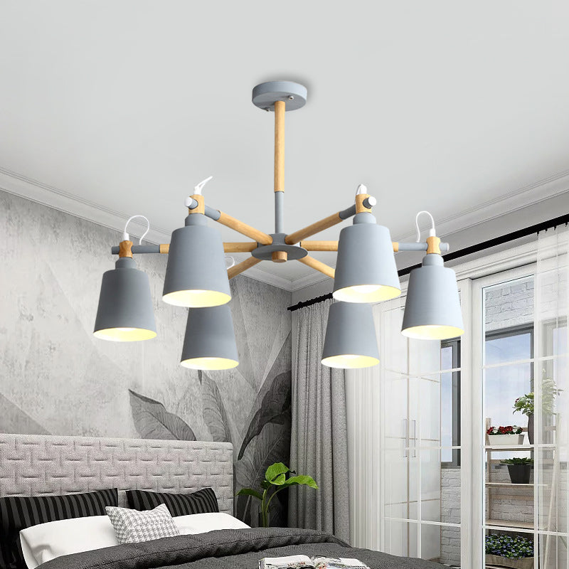 Macaroon Hanging Lamp Fixture Tapered Shade Metal Hanging Lights for Living Room Clearhalo 'Ceiling Lights' 'Chandeliers' Lighting' options 191244