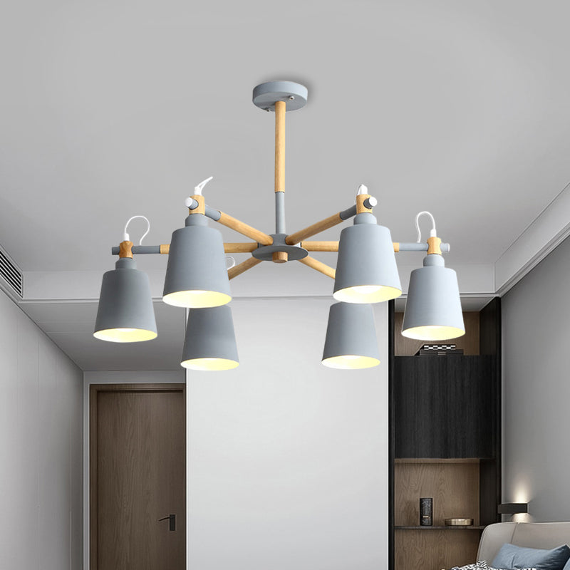 Macaroon Hanging Lamp Fixture Tapered Shade Metal Hanging Lights for Living Room Clearhalo 'Ceiling Lights' 'Chandeliers' Lighting' options 191245