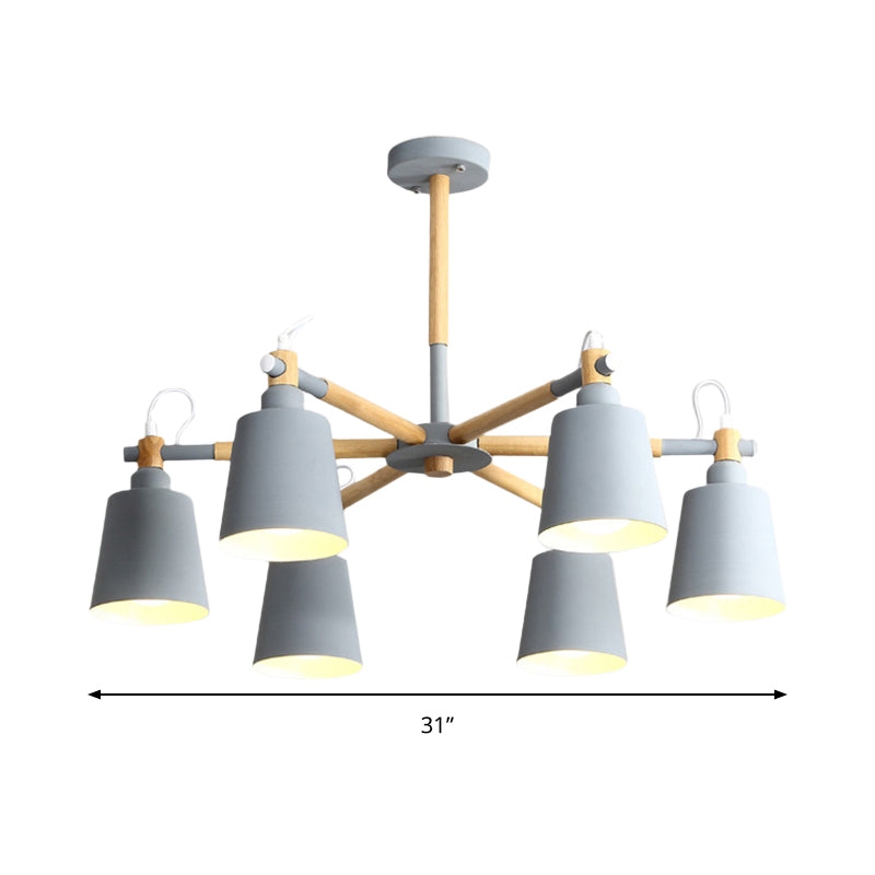 Macaroon Hanging Lamp Fixture Tapered Shade Metal Hanging Lights for Living Room Clearhalo 'Ceiling Lights' 'Chandeliers' Lighting' options 191247
