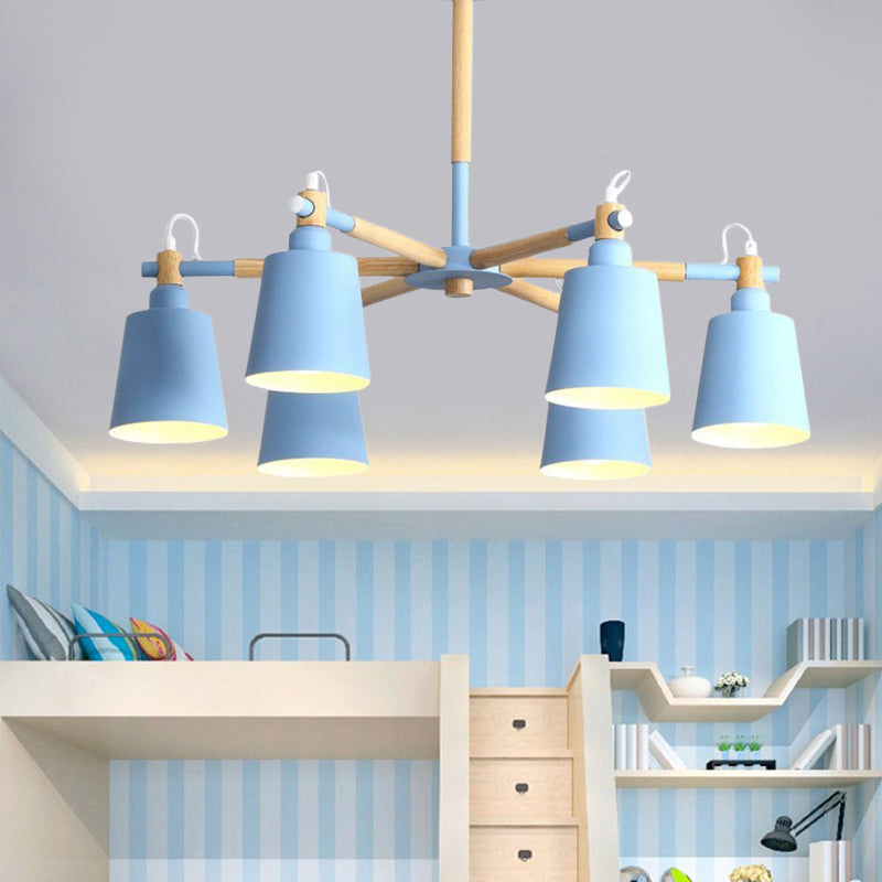 Macaroon Hanging Lamp Fixture Tapered Shade Metal Hanging Lights for Living Room Clearhalo 'Ceiling Lights' 'Chandeliers' Lighting' options 191249